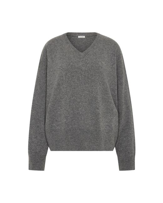 St. Agni Gray V Ribbed Cashmere Sweater