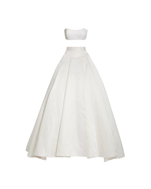Brandon Maxwell White Strapless Bustier And Ball Gown Skirt Set