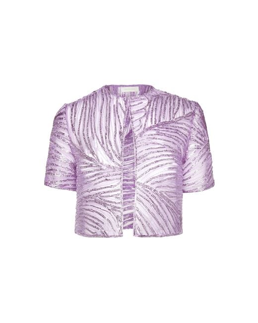 Naeem Khan Purple Bolero Metallic Raffia Jacket
