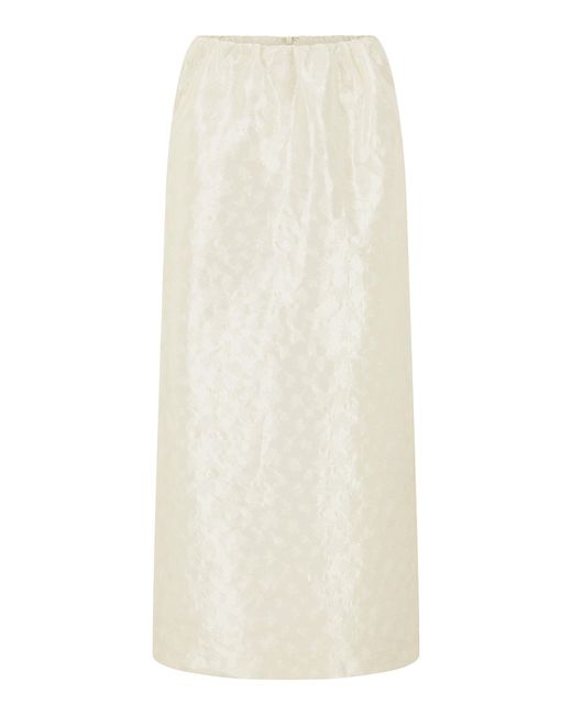 Harris Tapper White Mies Embroidered Taffeta Maxi Skirt