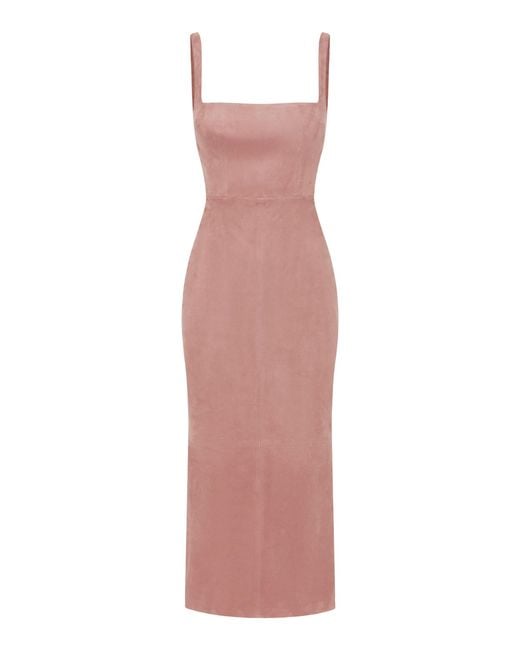 Alex Perry Pink Suede Midi Dress