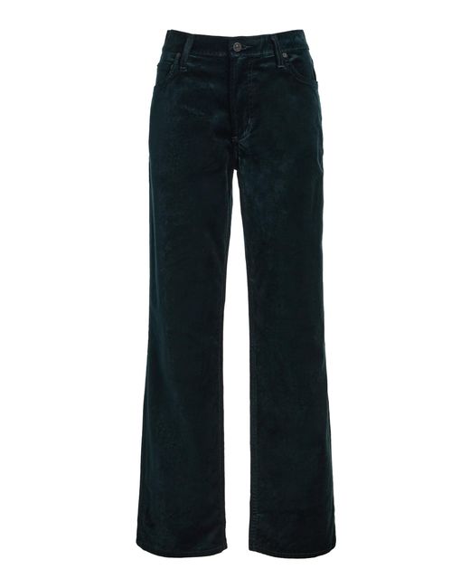 Citizens of Humanity Black Anissa Velvet Straight-Leg Pants