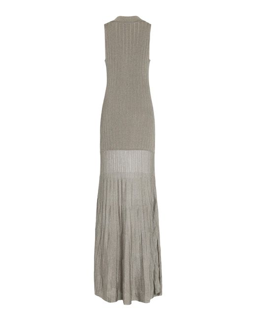 Adam Lippes Tashi Metallic Ribbed-Knit Maxi Dress in Grey | Lyst Canada