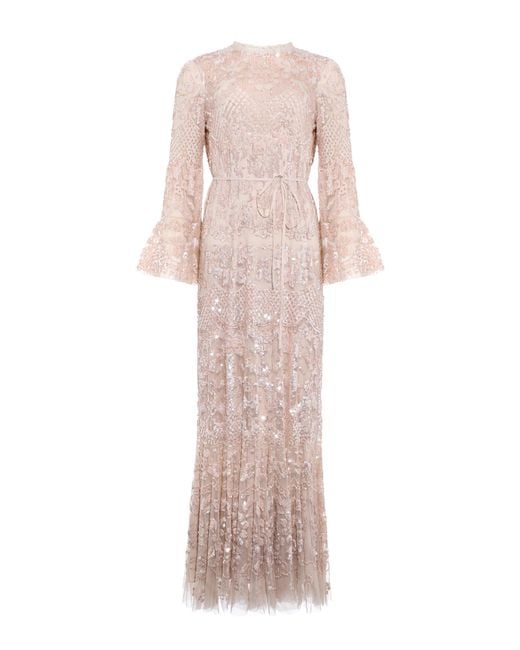 Needle & Thread Pink Snowdrop Sequin-embellished Tulle Gown