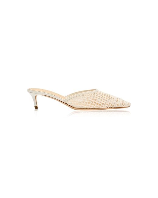 Magda Butrym White Cream Crochet Kitten Heel Mules