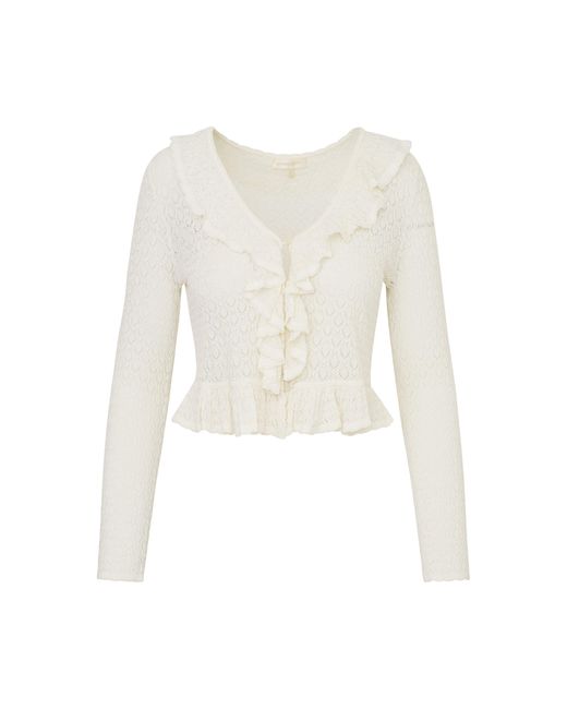 LoveShackFancy White Nilah Knitted Cardigan