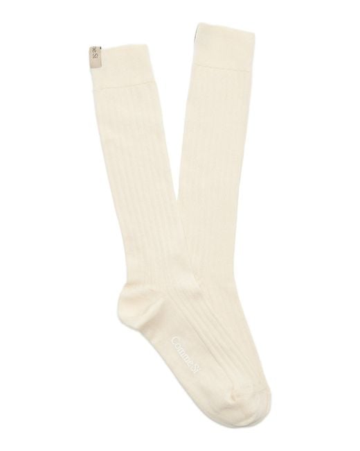 Comme Si White The Tall Yves Cotton Sock