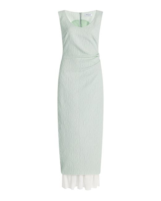 Anna Quan White Olivia Crinkled Cotton-blend Maxi Dress