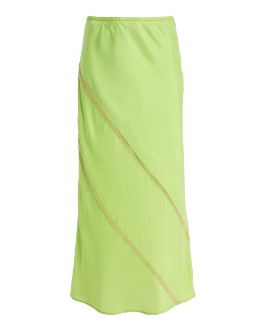 DIOTIMA Green Tobago Embroidered Silk Skirt