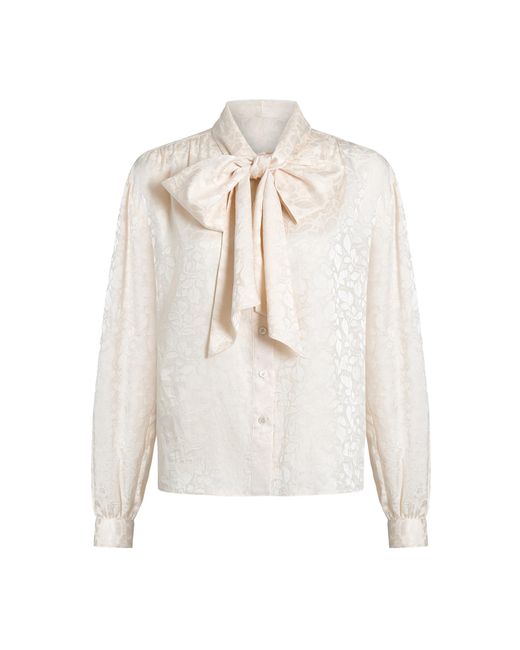 Aflalo Natural Carmela Silk-Cotton Jacquard Blouse