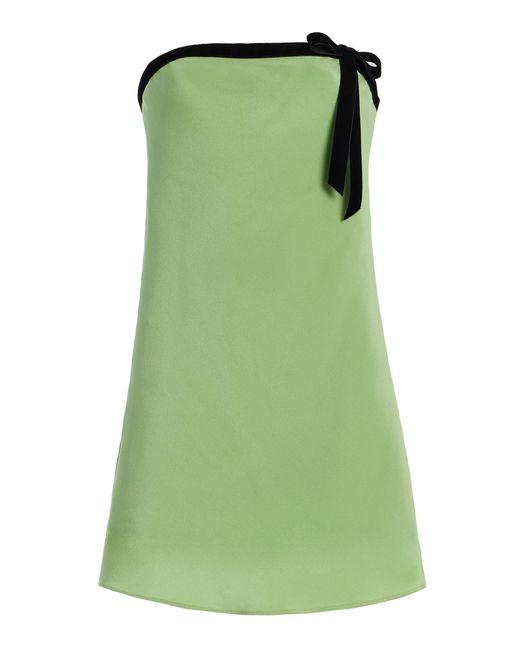 Rodarte Green Velvet-Trimmed Silk Crepe Bias Mini Dress