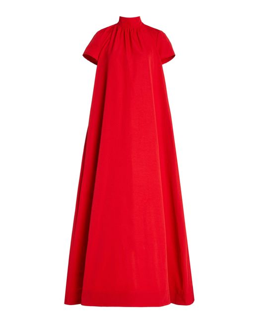 Staud Red Ilana High-neck Crepe Maxi Dress