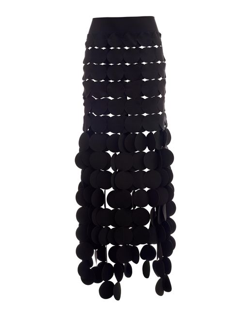A.W.A.K.E. MODE Black Pailette-fringed Maxi Skirt