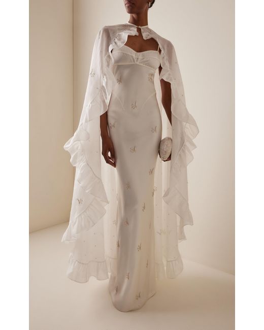 Anna October Exclusive Waterlily Beaded Maxi Dress in White
