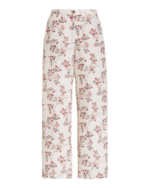 Ciao Lucia Cotton Pietro Floral Cropped Pants in White | Lyst