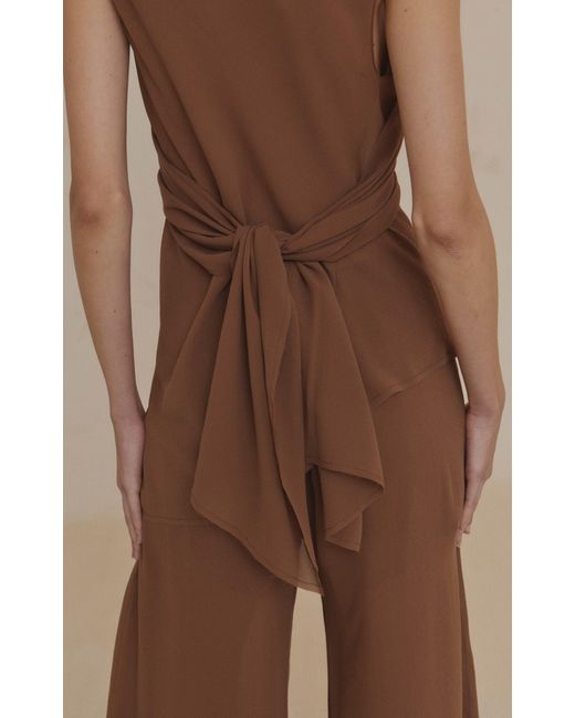Cortana Brown Serene Silk Scarf-detail Top