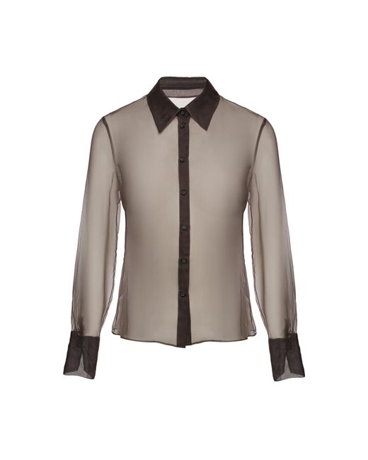 Magda Butrym Gray Collared Silk Shirt