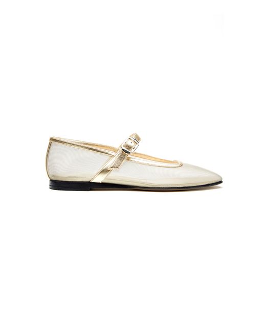 Le Monde Beryl White Sheer Mesh Mary Jane Flats