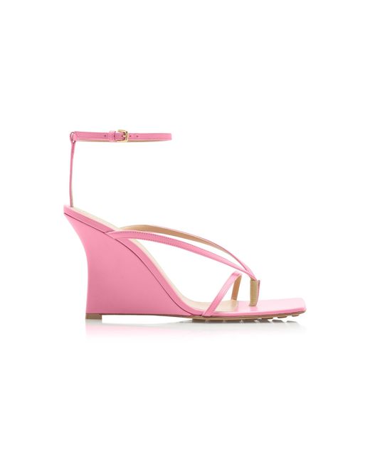 Bottega Veneta Pink Lounge Leather Wedge Sandals