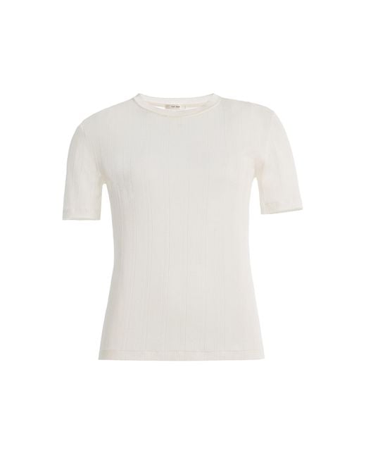 The Row White Etina Ribbed Cotton T-Shirt