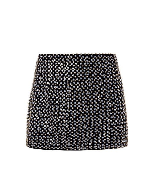 La Fuori Black Nyx Constellation Bloom Embellished Suiting Mini Skirt