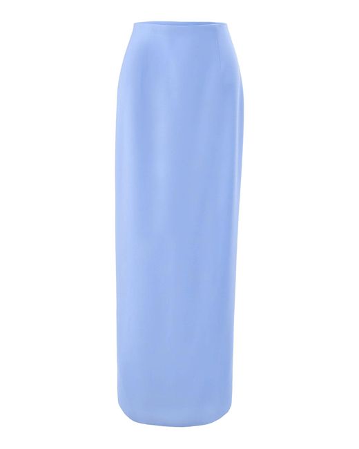 Carolina Herrera Blue Mid-Rise Bi-Stretch Wool Tailoring Skirt