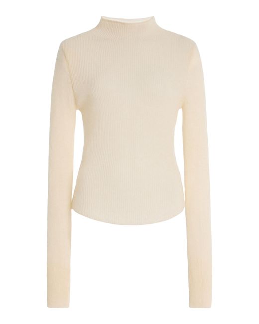 Citizens of Humanity White Nara Wool-Cashmere Blend Turtleneck Sweater
