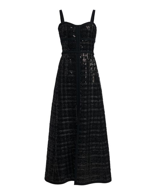 Giambattista Valli Black Sequined Tweed Maxi Dress