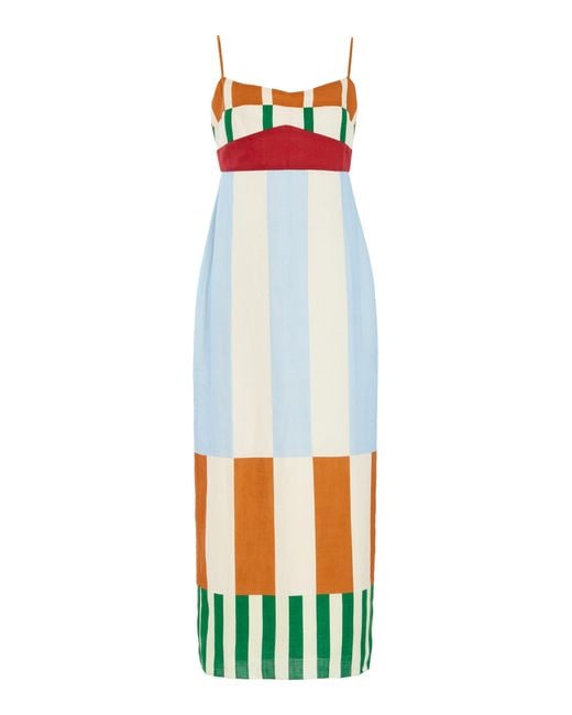 Cala De La Cruz White Exclusive Paloma Linen Midi Dress