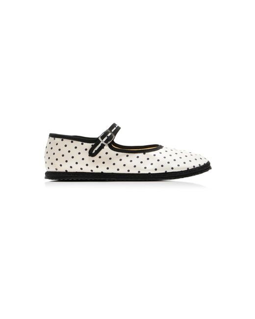 Vibi Venezia Black Exclusive Riviera Convertible Bow Polka-Dot Silk Mary Jane Flats