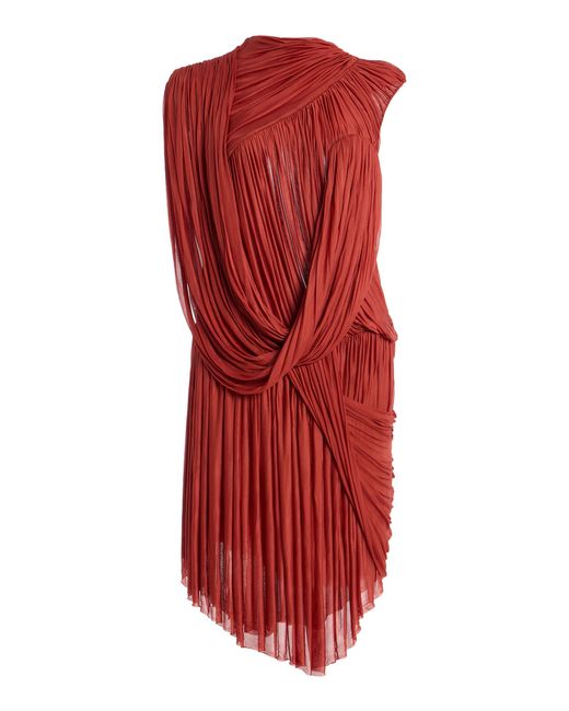 Balmain Red Draped Jersey Dress