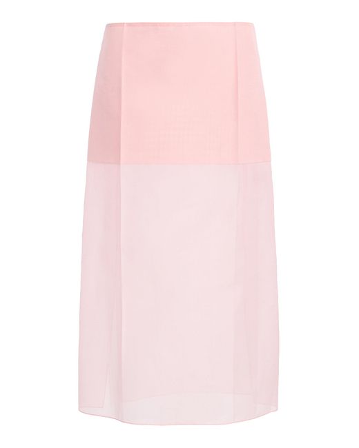 Calvin Klein Pink Faustine Layered Silk Midi Skirt