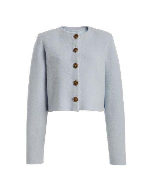 Brandon Maxwell Blue The Ryder Cropped Virgin-Wool Jacket