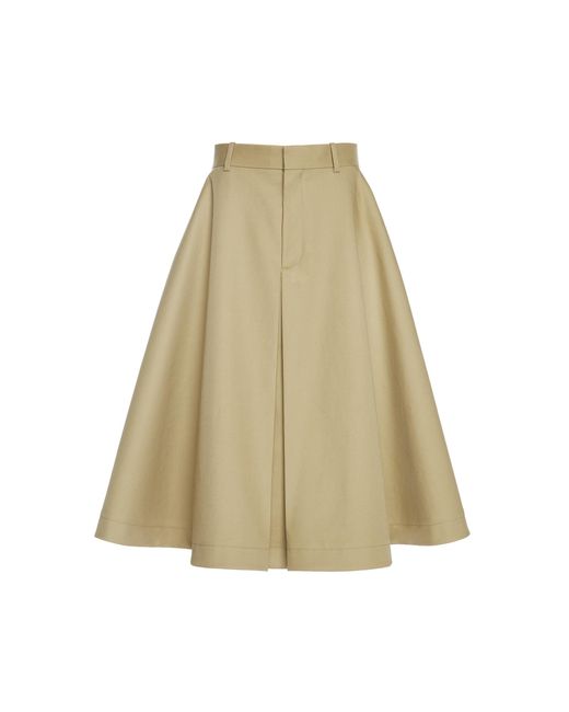 Bottega Veneta Natural Fine Compact Cotton-Twill A-Line Skirt