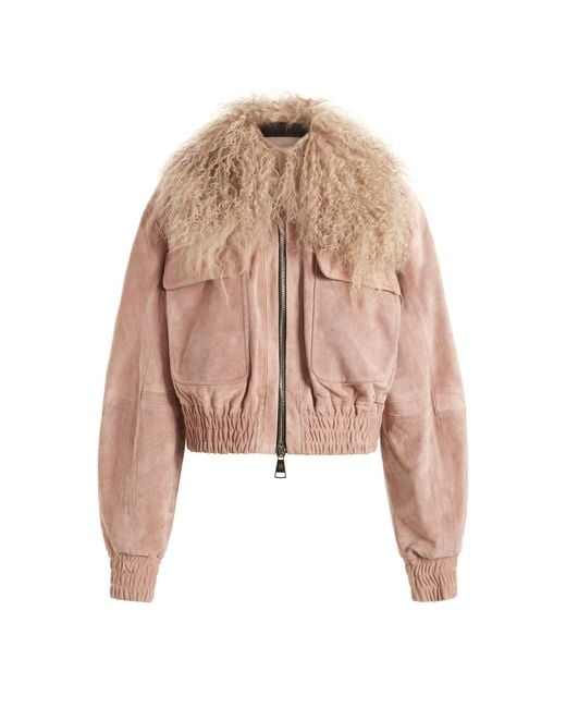 16Arlington Pink Cie Fur-Trimmed Suede Jacket