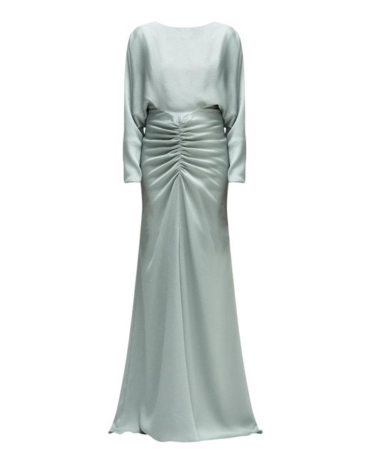 Amsale Green Hammered Satin Gown