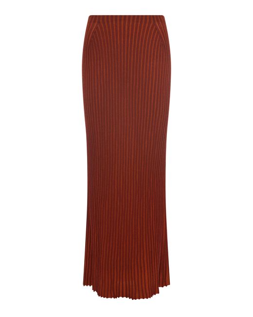 Gabriela Hearst Red Krause Ribbed Virgin-Wool Maxi Skirt