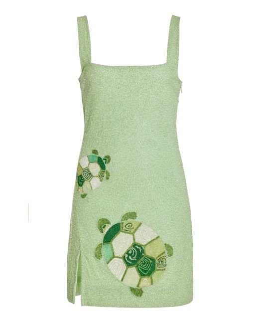 Staud Green Le Sable Embellished Mini Dress