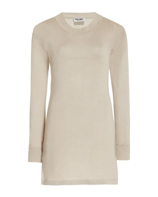 Miu Miu White Maglieria Cashmere-silk Mini Dress