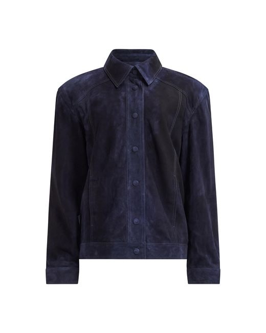 Aje. Blue Varleta Suede Leather Jacket