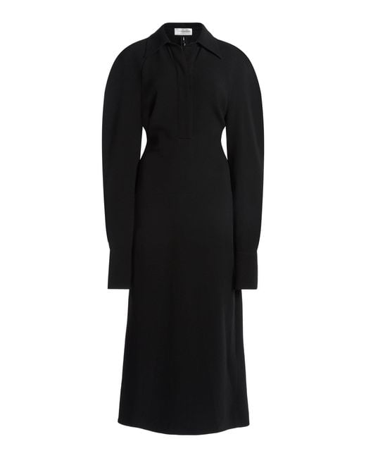 Victoria Beckham Black Polo Crepe Midi Dress