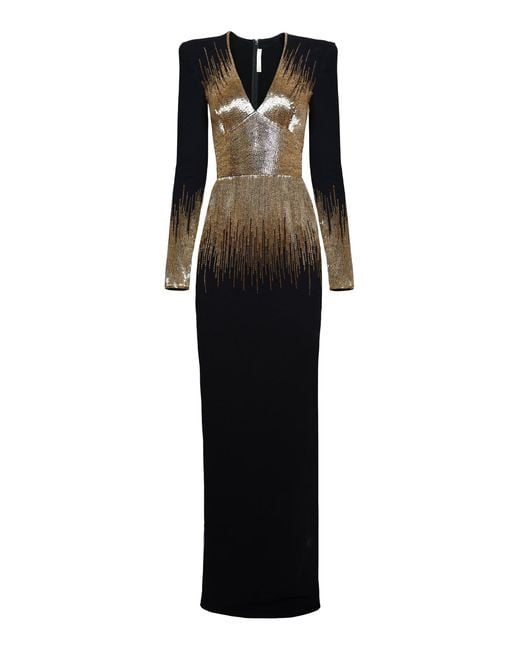 Naeem Khan Black Embellished Crepe Column Gown