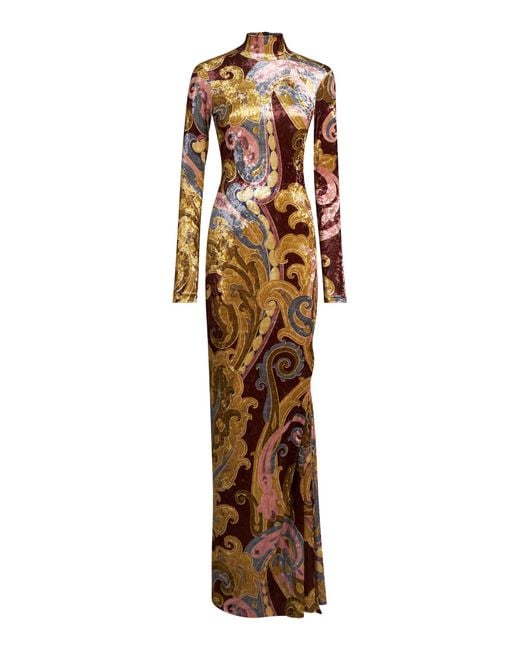 ワンピース ETRO FW24 Etro Velvet Long Dress (WRHA0224 99IAS19 X0831) Etro Dress With Pattern And Velvet Finish | italist, ALWAYS