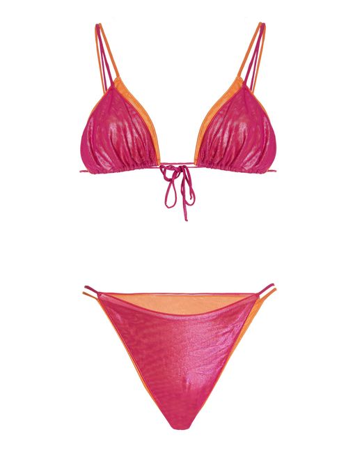 Oséree Lumière Layered Metallic Bikini in Pink | Lyst Australia