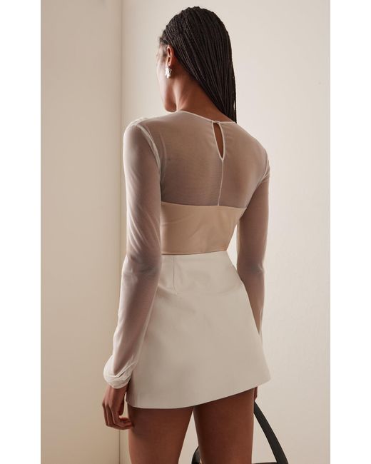 Nensi Dojaka White Tulle-Layered Bodysuit