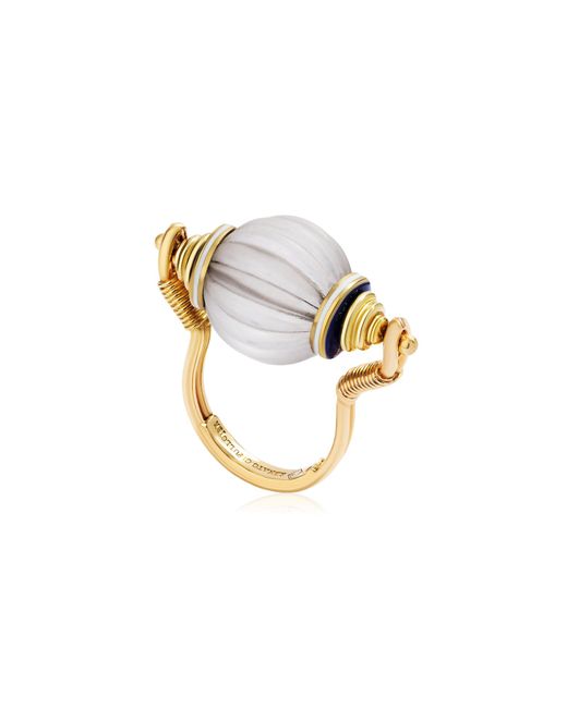 RENATO CIPULLO Metallic Rock Crystal Bocce 18K Crystal Ring
