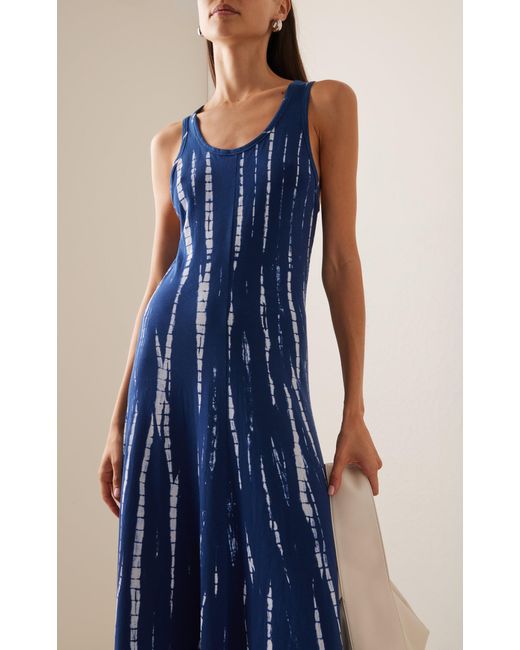 Proenza Schouler Blue Nikki Printed Cotton-jersey Maxi Dress