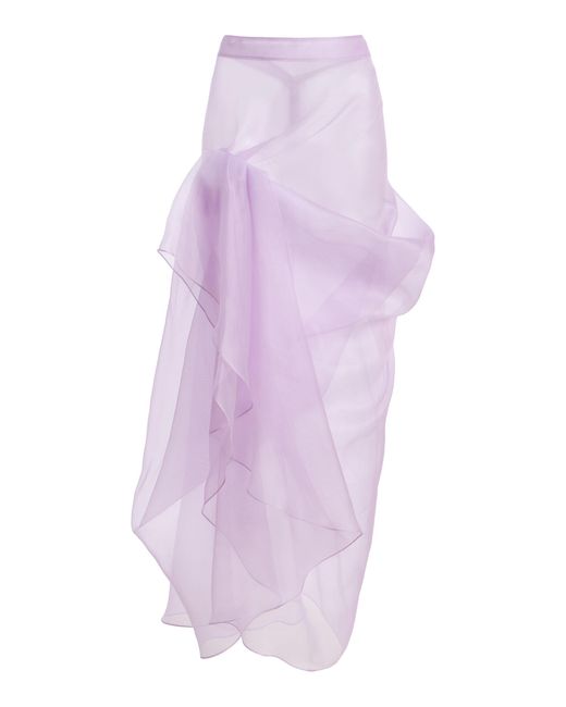 Atelier Prabal Gurung Purple Silk Organza Hand-Draped Knotted Sari Skirt