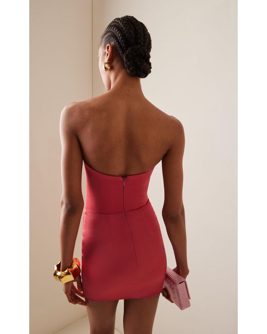 Alex Perry Red Sculpted Bustier Satin-crepe Mini Dress