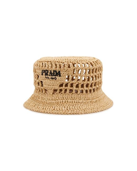 Prada Natural Raffia Bucket Hat